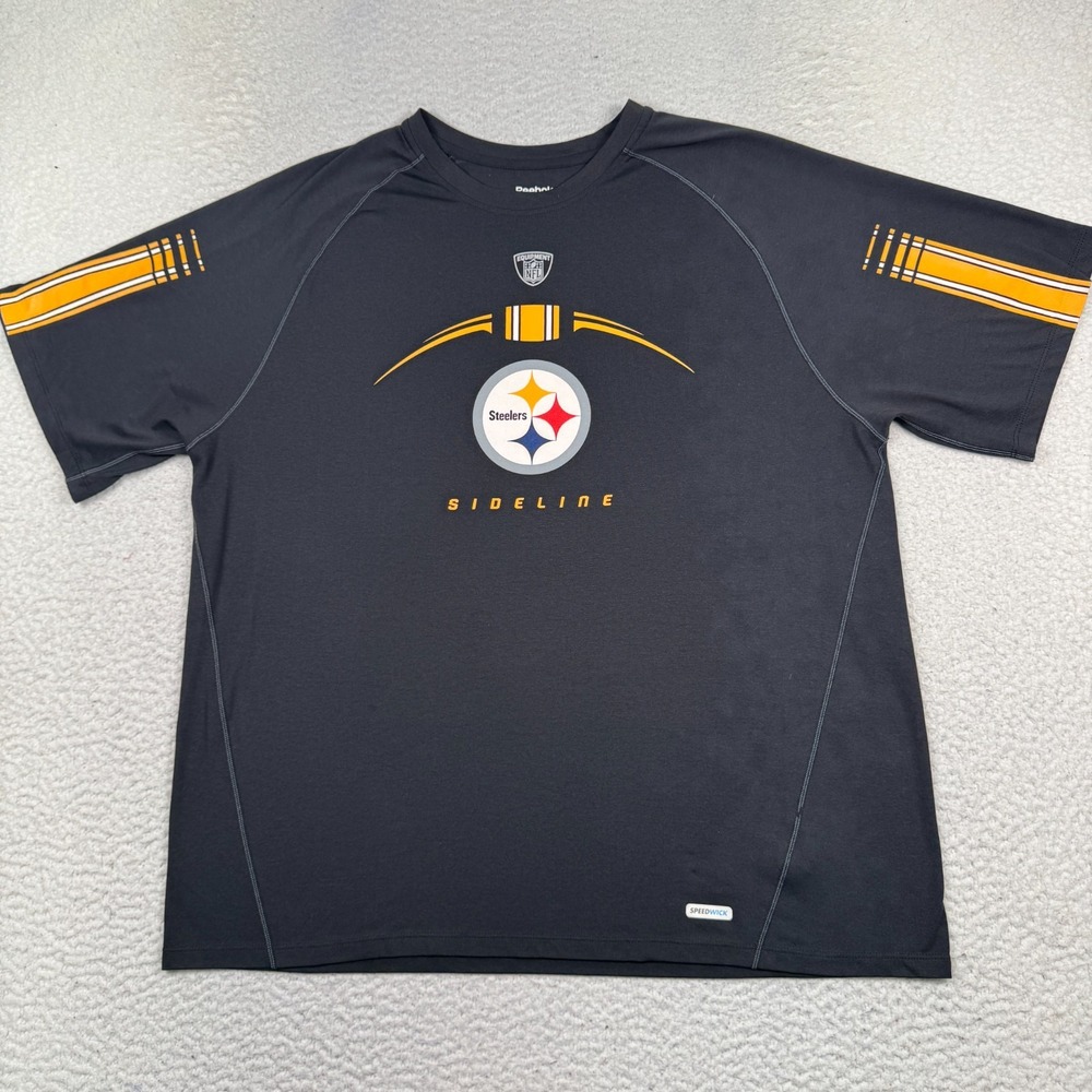 Reebok Pittsburgh Steelers Sideline T Shirt Men 2XL Short Sleeve Speedwick Black
